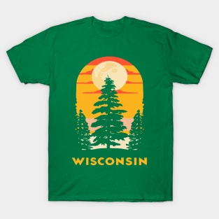 Wisconsin Tourism Trees and Sunset Graphic T-Shirt